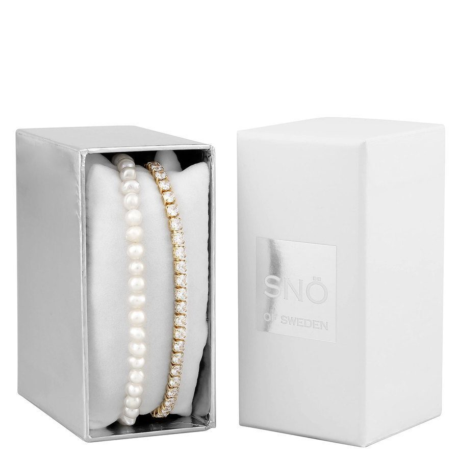 Snö of Sweden Crystal Pearl Bracelet Set 1 Gold/White